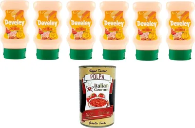 Produktbild von Salsa Cheddar, a base di formaggio,Cheddar-Sauce, Käsebasis 6x250ml + Italian Gourmet polpa 400g