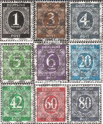 Produktbild von Briefmarken Bizone (Alliierte Besetzung) 1948 Mi I / II-IX / II (kompl.Ausg.) mit Attest postfrisch Posthörnchen (Netzaufdruck)