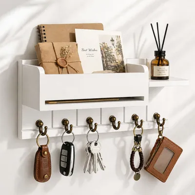 Image de Solidchoice - Porte-clés avec étagère et crochets pour l'organisation des clés et du courrier