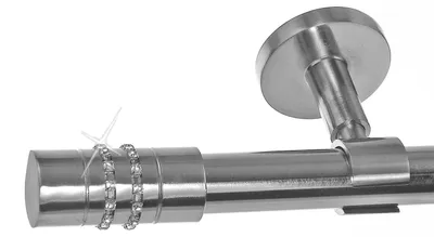 Produktbild von Edelstahl Look Gardinenstange 20mm Deckenträger 1-läufig Kristall Zylinder, Länge wählbar D31 E80 R