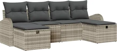 Produktbild von vidaXL Sofa Set 6 stk. Hellgrau Poly-Rattan