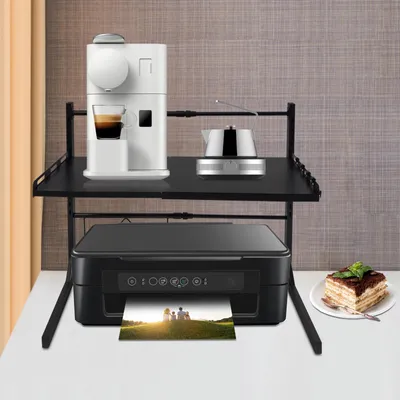 Immagine prodotto di Scaffale per microonde - Scaffale da cucina a 2 ripiani - Larghezza regolabile 39-62 cm - Altezza regolabile 27-52 cm - Acciaio al carbonio - 15 kg per ripiano - Nero