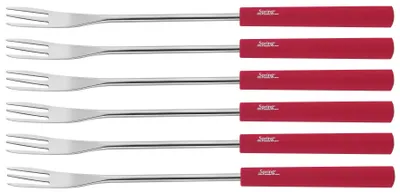 Käsefonduegabeln Set 6 Stück 26 cm Edelstahl Rot