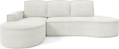 Produktbild von BETTSO Großes Ecksofa FLOW mit Schlaffunktion und Kissen weiß in Abriamo Stoff Links