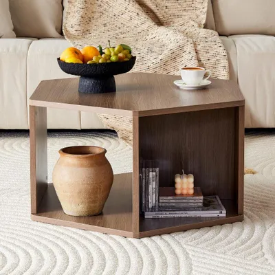 Produktbild von Sechseckiger, multifunktionaler Couchtisch – 79 x 69,4 x 40 cm, modernes Möbelstück aus Metall