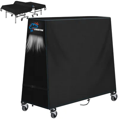 Image de Housse de protection pour table de ping-pong, en polyester 420D, imperméable et respirante, de couleur noire, dimensions : 173 x 77 x 158 cm