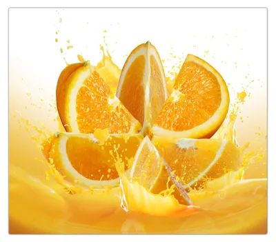 Produktbild von Spritzschutz Herdabdeckplatte Schneidebrett aus Glas Orangenschnitze 1-Teilig (60x52cm)