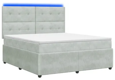 Produktbild von vidaXL LED Boxspringbett mit Matratze Hellgrau 140 x 190 cm Samt