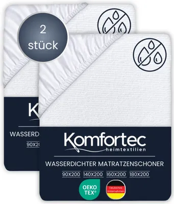 Produktbild von Komfortec Wasserdichter Matratzenschoner 90x200cm 2er-Set | Atmungsaktiver und Weicher matratzenschonbezug | | Bequem und Langlebig