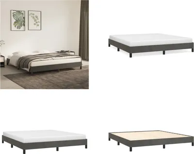 Produktbild von vidaXL Bettgestell Dunkelgrau 180×200 cm Samt - Bettgestell - Bettgestelle - Bettrahmen - Bett