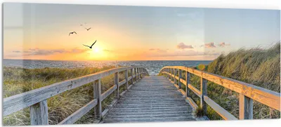 Produktbild von DEQORI Küchenrückwand Glas 125x50 cm 'Dünenweg zum Meer' Spritzschutz Bad Rückwand