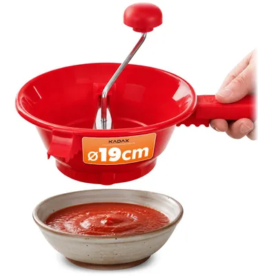 Produktbild von KADAX Passiermühle Ø 19 cm, manuelle Gemüsemühle aus Kunststoff, Passiergerät zum Passieren von Obst und Gemüse, Passiersieb für Püree, Suppen & Babynahrung