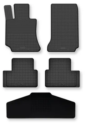 Produktbild von Gummi-Fußmatten + Tunnel für Mercedes E W213 2015- – 5-tlg, Schwarz, Semi-Universal, angepasst – Wielganizator Semi-Universal