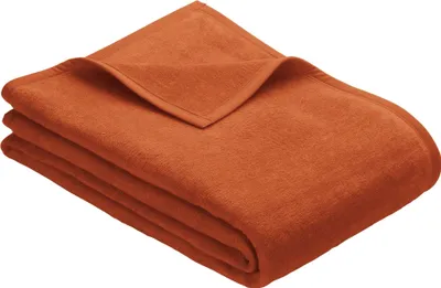 Produktbild von Ibena Tagesdecke Porto 180x220 cm - Baumwollmischdecke orange einfarbig, Wolldecke, Sofadecke kuschelweich