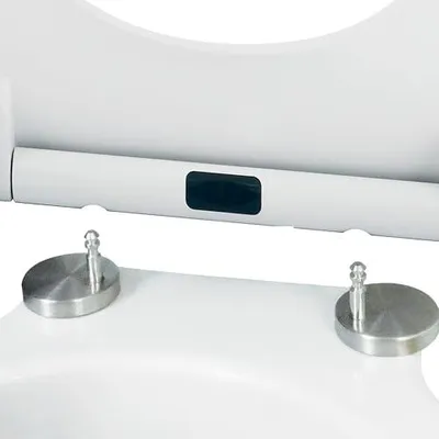 Produktbild von Premium Toilettendeckel oval weiß. Klodeckel mit Quick-Release-Funktion und Softclose Absenkautomatik. Antibakterielle Klobrille aus Duroplast und rostfreiem Edelstahl abnehmbar - Weiß