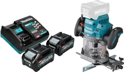 Produktbild von Makita RP 001 GM201 Akku Oberfräse 40 V max. 12 mm Brushless + 2x Akku 4,0 Ah + Ladegerät