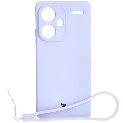 A light purple phone case with a wrist strap attached.
