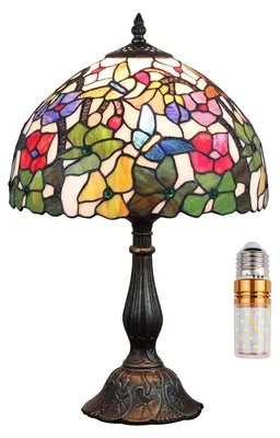 Zdjęcie produktu dla Lampa stołowa Tiffany - Szkło witrażowe - 30 x 30 x 48 cm - 110-220 V
