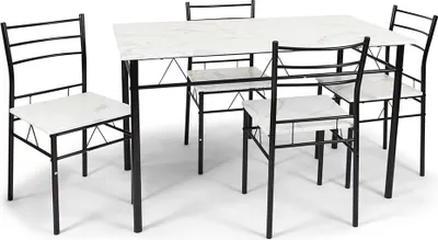 Produktbild von Milton & Oldbrook Essgruppe 5-teilig Valencia - Esstisch mit 4 Stühle Weiß
