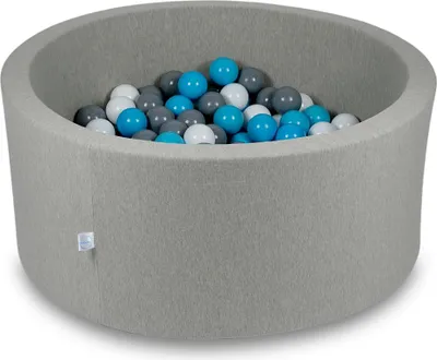 Produktbild von Trockenbecken 90x40cm hellgrau mit 300 Bällen: blau, weiß, grau