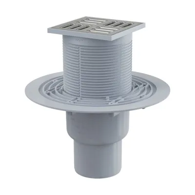 Produktbild von AlcaDrain Bodenablauf 105×105/50/75 mm mit einem senkrechten Abgang, Edelstahl Rost, Kombi-Geruchsverschluss SMART