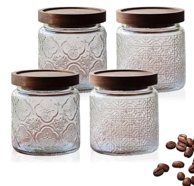 4 Vintage Glasbehälter 450 ml – Vorratsdosen mit Deckel