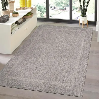 Produktbild von Outdoor-Teppich, einfarbig grau, Teppich für Terrasse, Balkon und Küche, Polypropylen-Rückseite 160 x 230 cm