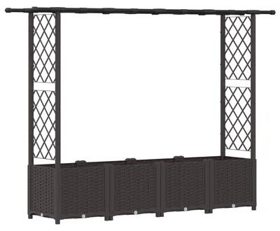 Obrázok produktu pre VidaXL Vyvýšený záhon s mriežkou na popínavé rastliny a strechou, hnedý, 203 x 40 x 136 cm, PP