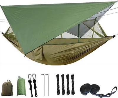 Produktbild von Famanu Campinghängematte mit Mückennetz und Tarp - ideal für Outdoor-Aktivitäten