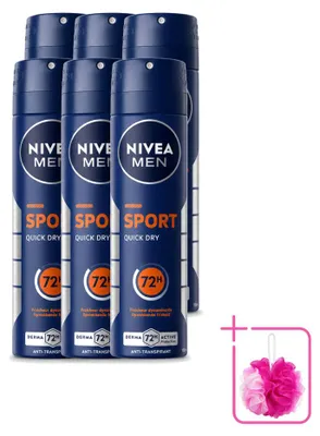 Image de 6 x Déodorant anti-transpirant NIVEA MEN Sport, spray, 150 ml - Pack économique - 6 pièces