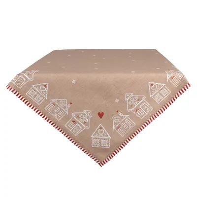 Immagine prodotto di Tovaglia Clayre & Eef 100x100 cm in cotone marrone Casa di pan di zenzero
