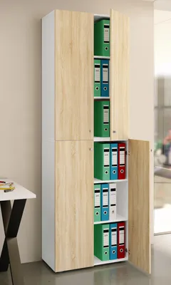 Produktbild von VCM Büroschrank mit 6 Fächern | moderner Aktenschrank mit Drehtüren | Maße ca. H. 220 x B. 70 x T. 40cm – Lona 6-Fach