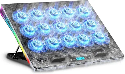 Productafbeelding van Laptop Koelmat - Laptop Ventilator - Gaming Prestaties - 15 Stille Ventilatoren - 15-18 inch - Zwart