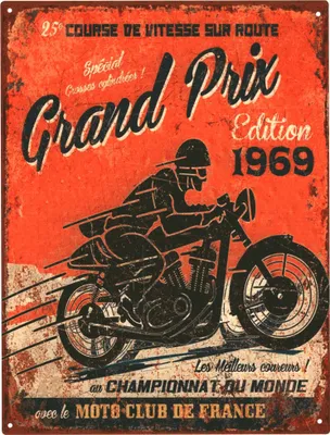 Produktbild von Moritz Deko Blechschild Motorsport Grand Prix 1969 Metallschild Retro Vintage-Design zur Dekoration Wanddekoration