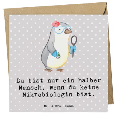 Produktbild von Mr. & Mrs. Panda Glückwunschkarte Mikrobiologin Herz - Grau Pastell - Geschenk, Witzig, Klappkarte, Grußkarte, Forschung, Labor, faltkarte, Spruch, Beruf, doppelkarte
