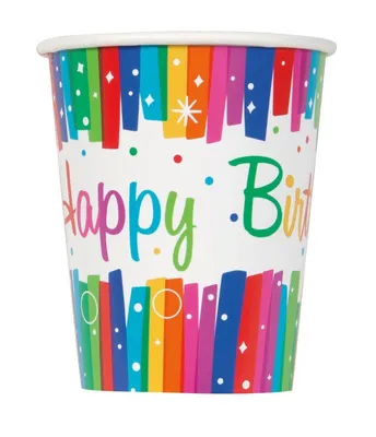 Produktbild von Unique Happy Birthday Partybecher, 8 Stück, bunt