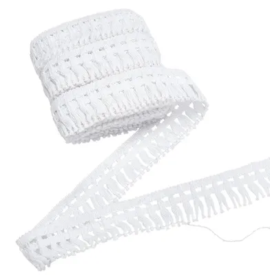 Produktbild von Boho Fransen Tassel Spitzenbesatz - 3,7 cm Breite - Zum Nähen von Kleidung Vorhängen Kissen und Teppichen - 10,9 Yards Länge - Weiß