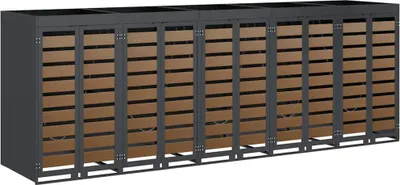 Produktbild von vidaXL Wagenmüllbehälter für 5 Behälter 340 x 77,5 x 121,5 cm Stahl