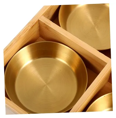 Produktbild von Holz Servierplatte mit Edelstahl Schälchen für Snacks und Vorspeisen