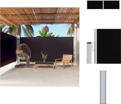 Obrázek produktu pro vidaXL Boční výsuvná markýza černá 180x600 cm - Slunečníky a slunečníky