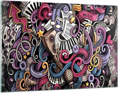 Produktbild von Bilder auf glas - Graffiti modern - 120x80cm - Glasbilder - Wandbilder - Kunstdruck - zum Aufhängen bereit - Wanddekoration aus Glas - Glas Bilder - Wandbild auf Glas - Einteilig - GAA120x80-4015
