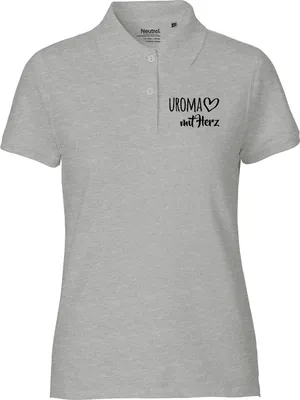 Produktbild von Huuraa Damen Polo Shirt Uroma mit Herz S Sport Grey Bio Baumwolle Fairtrade Poloshirt Geschenkidee