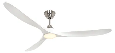 Produktbild von Deckenventilator CasaFan 318062 ECO GENUINO-L mit Licht 180cm weiße Flügel Motor gebürstetes Chrom