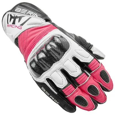 Image de Gants de moto Berik Asvi, noir/blanc/rose, taille S