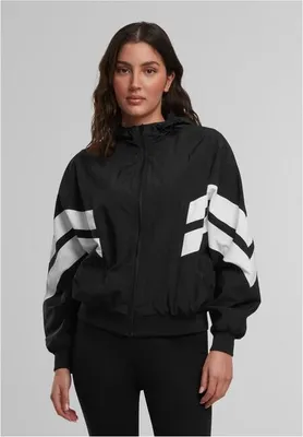 Obrázek produktu pro Dámská přechodná bunda Urban Classics Ladies Crinkle Batwing Jacket blk/wht - M