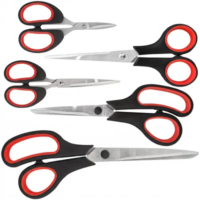 Produktbild von Scheren Set mit Easy Grip 5 tlg Edelstahl Scherenset Stoffschere Schneiderschere Haushaltsschere Bastelschere Stoffschere Rostfrei Klingen Küchenschere 140mm-230mm Profi Schere Retoo