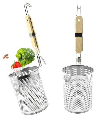 Pastamand Edelstahl 2er-Set, Ø 12 cm, mit Holzgriff