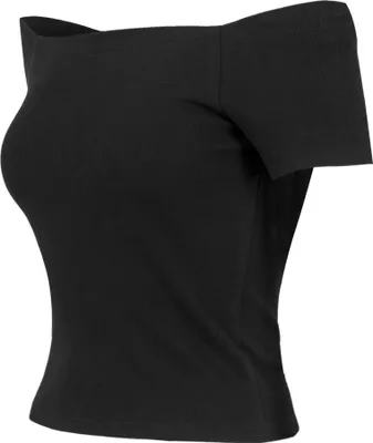 Produktbild von Urban Classics T-Shirt Damen Ladies Off Shoulder Rib Tee schwarz XL