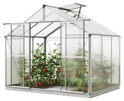 Obrázek produktu pro GFP skleník Orchidee 3 hliníkový rám 256 x 192 cm polykarbonátové desky - se základovým rámem a autom. otevíráním oken