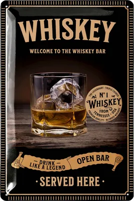 Produktbild von Retro Blechschild Whisky, Bar Schild, Whiskey Schild als Bar Deko für Irish Pub, Metallschilder vintage für Partyraum, Kellerbar, Dart